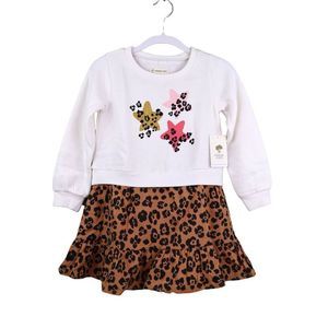 Tucker + Tate Long sleeve Ivory Stars & Animal print dress girls size 3 NWT